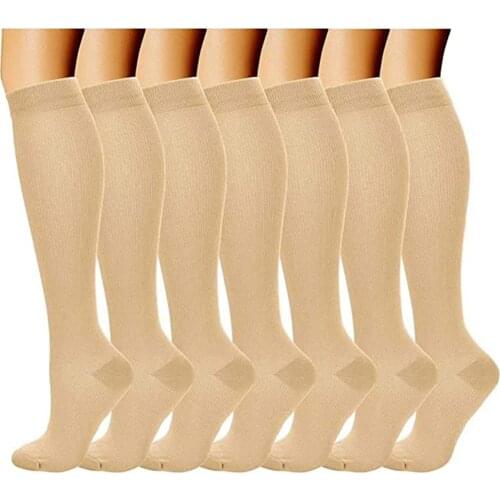 2021 Sports Summer Hot Sale High Quality 7PC Solid Color Compression Socks For Women And Men LNurses For Dropshipping