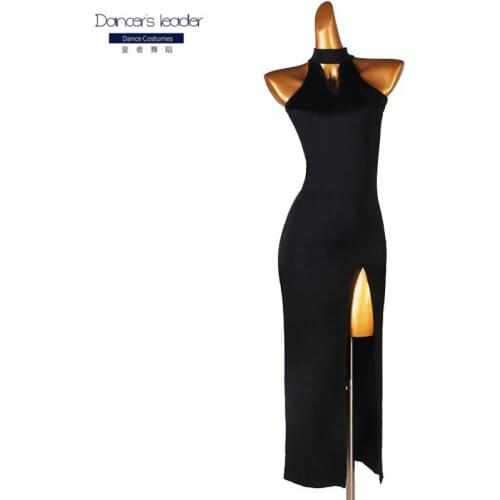 New Female Latin Dance Costume Long Sleeve Black Practice Clothing Ballroom Dance Competition Dress Rumba Tango Clothes