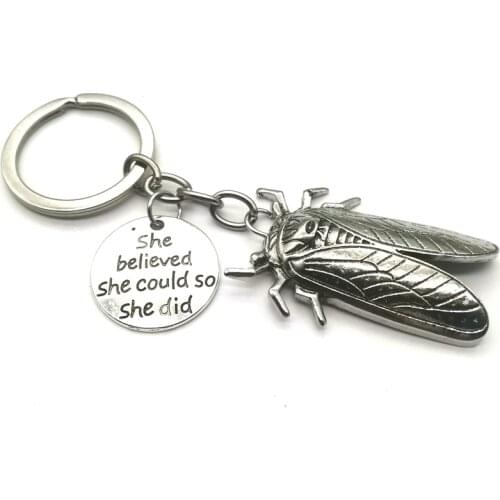 He Believes He Can Do It, Animal Keychain Cicada Keychain Jewelry Colorful Cicada Pendant Men and Women Pendant Jewelry
