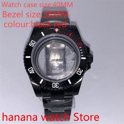 Suitable for NH35 36 Mingzhu2813 Miyata self-winding 40mm transparent black box series, with rotating ceramic red black bezel