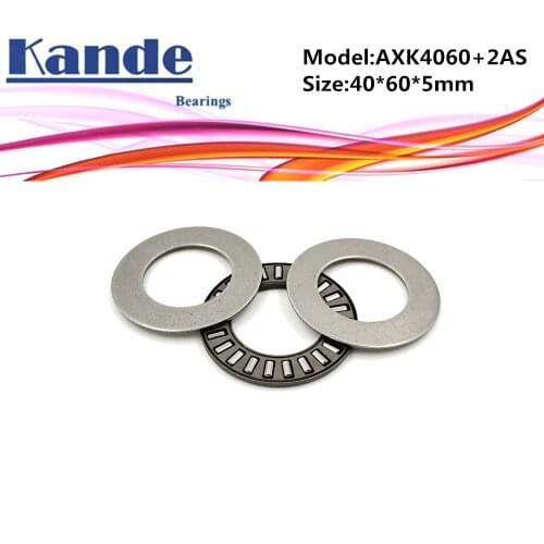 AXK4060 + 2AS 1PC Thrust Needle Roller Bearing With Two AS4060 Washers 40*60*5 mm Plane Thrust Needle Roller Bearing