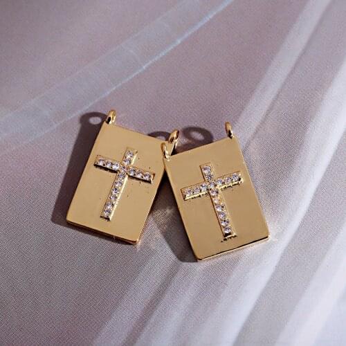 Rectangle Heart Cross Pendants For Jewelry Making Supplies Hanging Chain Korean Accessories Aesthetic Charms For DIY Necklace