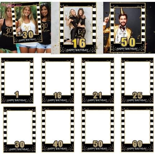 1pc 16th 21th 30th 40th 50th 60th Birthday Photo Booth Frame Props ONE Year Old Birthday Party Decoration Adult PhotoBooth Props