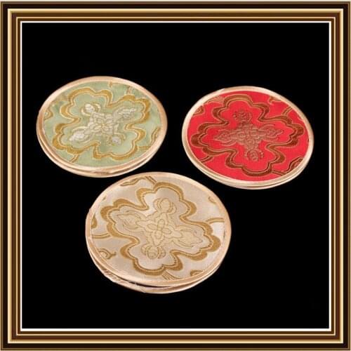 Flower Luxury Cup Round 2 Coaster Set Tea Silk Brocade Coffee Drink Dining Table Mat Placemat Wedding Favor