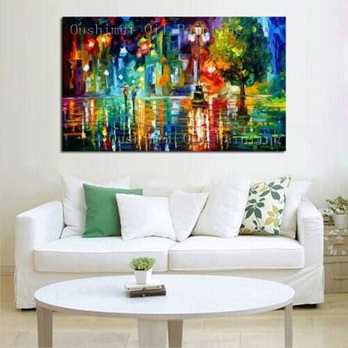 Hand Painted Modern Mural Picture Canvas Wall Art Painting Knife Landscape Hang Paintings For Room Street Scenery Oil Painting