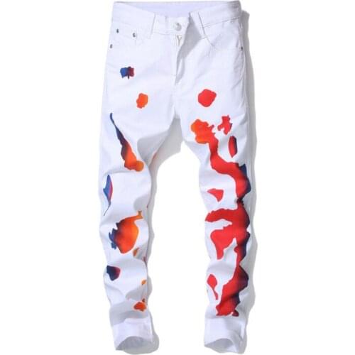 Thin cheap printing jeans men biker jeans men trousers male denim pants masculino motorcycle fashion designer