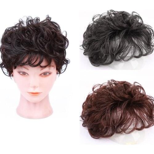 WEI LAI Les perruques synthétiques bouclées brunes et noires peuvent remplacer les perruques de tous les jours