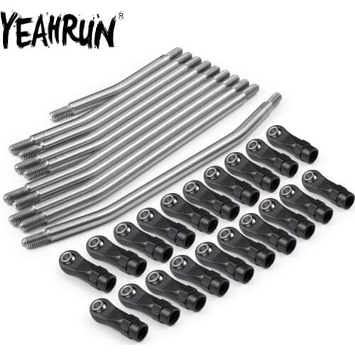 YEAHRUN 324mm Metal Link Set Sturdy Vehicle Linkage 5mm Steering Rod with Nylon End for 1/10 RC Crawler Axial SCX10 II 90046