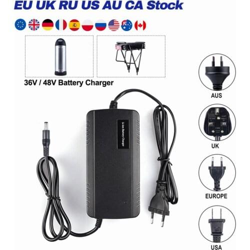 EU US AU UK Li-ion Battery Charger DC Plug For 36V 48V E-bike Charger Input 110V-240V Output 54.6V 2.0A Electric Bicycle Parts