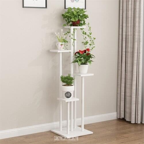 ZD14-Tier Wood Plant Shelf Pergola Particle Board Steel Frame Floor Type Wood Flower Rack Living Room Balcony Flowerpot Holder