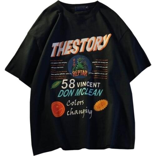 Summer Casual Print Comics Angry Dinosaur Women T Shirt Graffiti Harajuku Letters Thestory Girl Tees Short Sleeve Tops Female