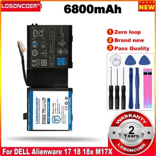 0 Cycle 100% New 6800mAh 2F8K3 Laptop Battery for DELL Alienware 17 18 M17X R5 M18X R1 2F8K3 0KJ2PX KJ2PX G33TT 14.8V 86WH
