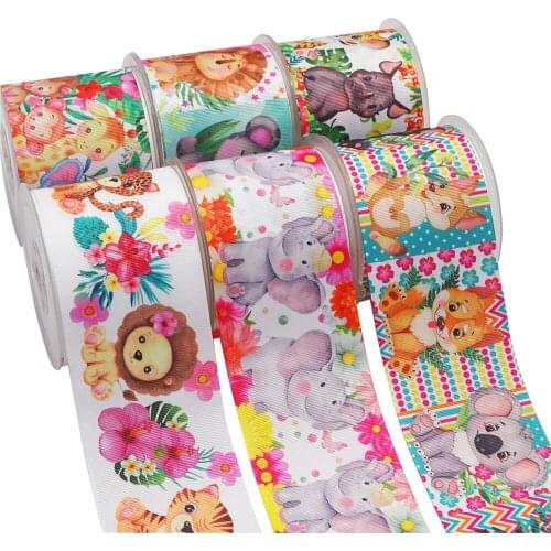 10 Yards 3inch 75mm Cartoon Printing Grosgrain Ribbon For Hair Bows DIY Crafts Handmade Accessories 54956
