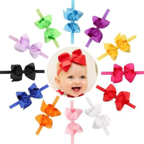 12cm Ribbon Bowknot Baby Girls Headband Infant Newborn Headband Children Elastic Hair Bands Hair Accessories Photography Prop
