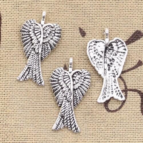 20pcs Charms Angel Wings 27x15mm Antique Bronze Silver Color Pendants DIYCrafts Making Findings Handmade Tibetan Jewelry