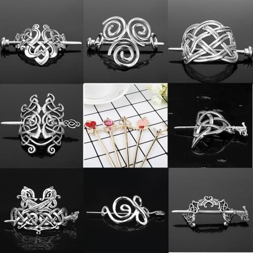 40 Styles Viking Ethnic Hairpins Headbands For Women Elegance Lady Hairpins Vintage Claws Hair Sticks Metal Hair Clip Hair Acce