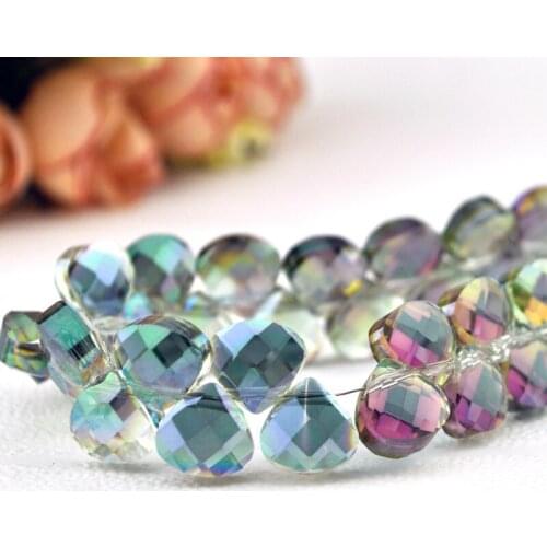 490pcs 9x10mm Fuscia Pink Plated Crystal Beads Crystal Faceted Beads for Chandeliers Jewelry Water Drop Beads DIY