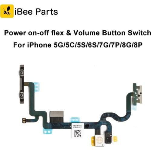 5PCS Brand New For iPhone 5G 5C 5S 6S 7 7 Plus 8 8 Plus Power on-off Flex Cable & Volume Button Switch Flex Cable