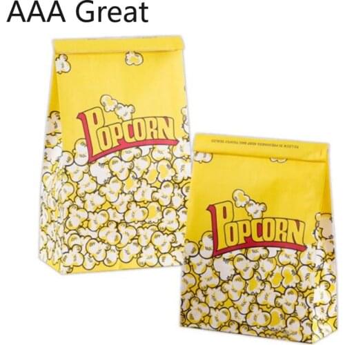 50Pcs/Lot Popcorn Paper Bag Oil Proof Bags Kraft Packaging Stand Up Cinema Take Away Snacks Sweet Pouches Storage Food Package