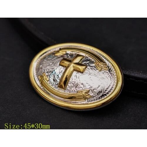 6X 45*30mm Gold Western Cowboy Cross Leather Craft Bridle Saddles Oval Conchos