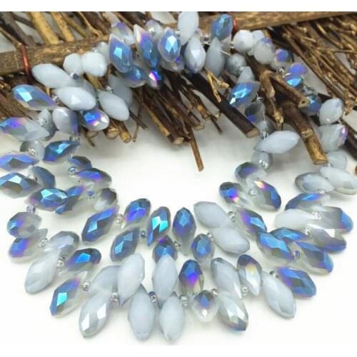 8 colors glass crystal diy 6*12mm teardrop spacers beads waterdrop horizontal hole accessories charms diy findings 90pcs B2879