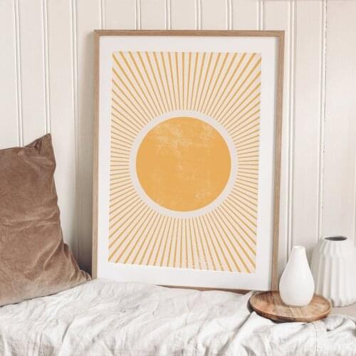 Sun Abstract Boho Art Prints Mid Century Wall Art Picture Sunrise Painting Gallery Wall Canvas Poster Bedroom Living Room Decor
