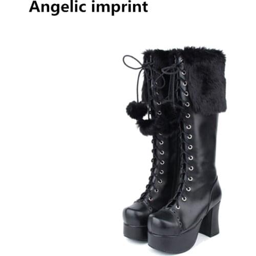 Angelic imprint new mori girl Women motorcycle boots lady high heels lolita shoes woman princess dress pumps bowtie 9.5cm 33-47