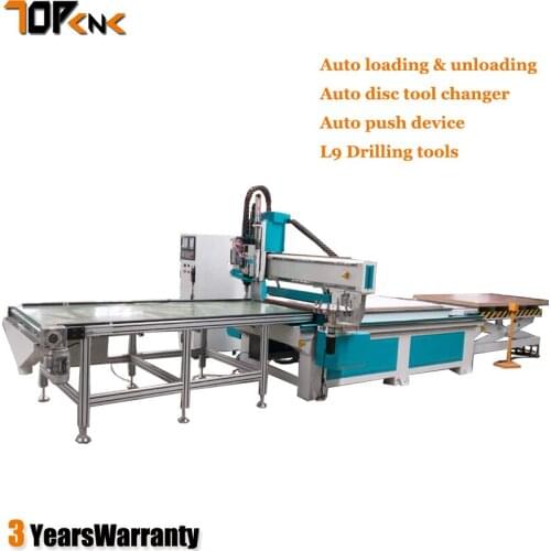 Auto loading and unloading wood cnc router for cabinte door , wood chairs