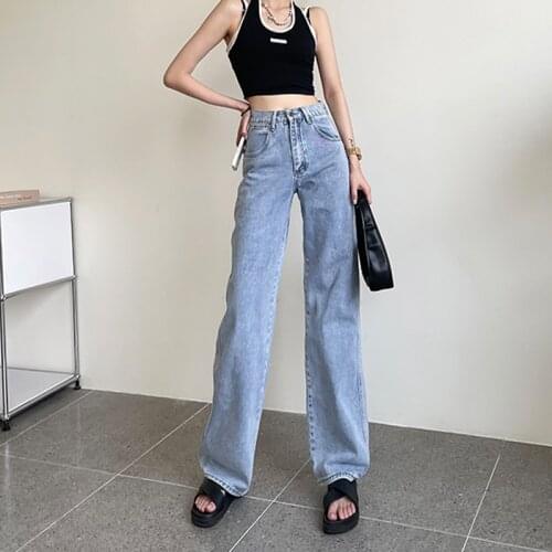 White Denim Wide Legs Pants Casual Loose Vintage Wash Baggy Jeans Women Streetwear 2021 Korean Fashion High Waist Woamn Jeans