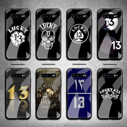 Lucky Number 13 7 Phone Case Tempered Glass For Samsung S20 Plus S7 S8 S9 S10 Note 8 9 10 Plus