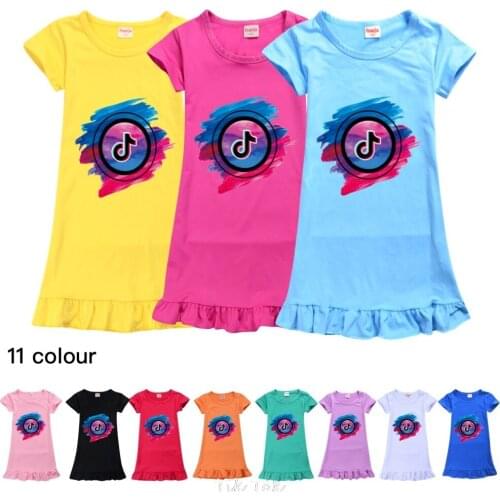 Kids Dresses for Girls Clothes Cotton Toddlers Short Sleeve Casual Dress Kids Girl Summer TIK TOK Dress Children Clothing