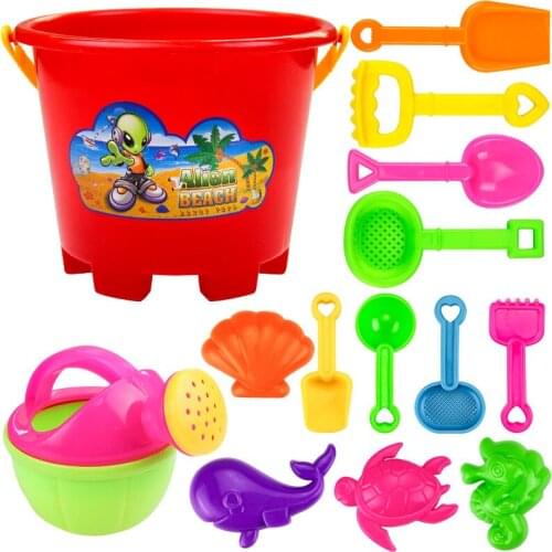 Childrens Educational Hand-eye Coordination Summer Beach Toys 13 Pieces Of Distribution Bucket Hands-on Sand Tools