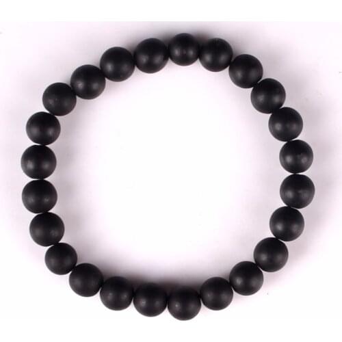 Druzy Natural stone Black Onyx Bracelet 8MM semi precious stone round beads stretch bangle bracelet for men girl women jewelry