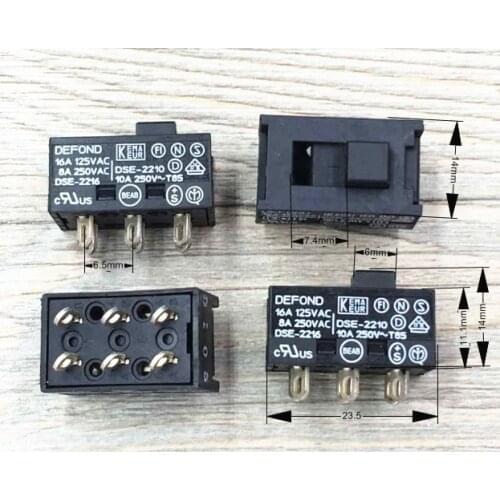 DSE-2210 2216 Hong Kong toggle switch 2 gears 6 feet double row 16A sliding power switch two gears