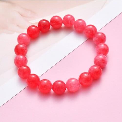 Elastic 6/ 8/ 10mm Natural Rhodochrosite Bead Bracelet Buddha Chakra Red Stone Charm Round Chain Jewelry for Women Friend Gift
