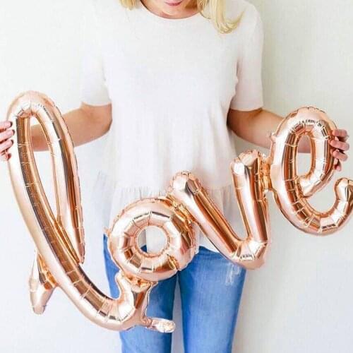 1pc LOVE Letter Foil Balloon Anniversary Wedding Photo Props Background Rose Gold Love Balloons Valentines Party Decoration