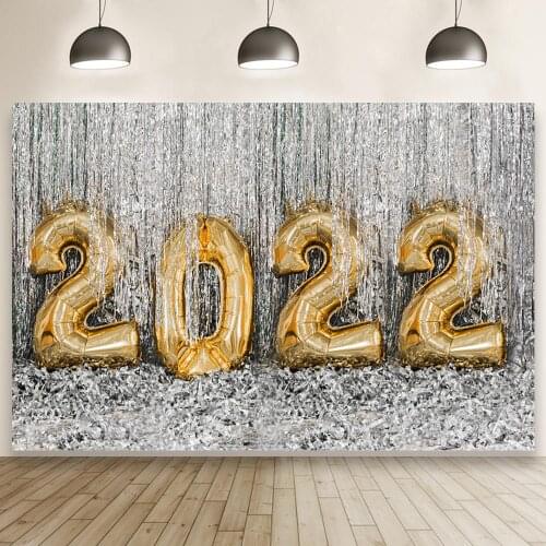 Silver Curtain Golden 2020 Balloons Baby Shower Photography Background Newborn Kids Party Celebration Photo Backdrops