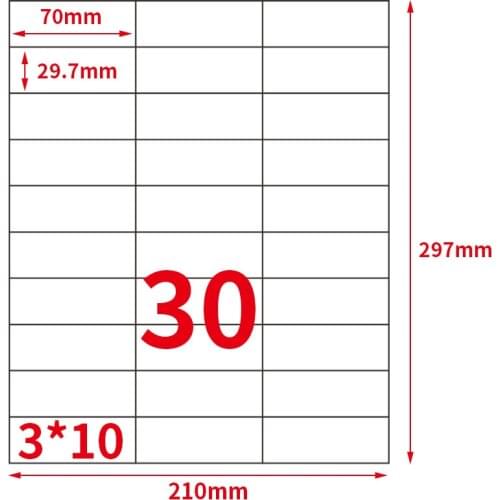 GL-33 (50sheets) 30-up 1500 labels 70 mm x 29.7 mm on A4 Self- Adhesive Printing Labels for laser/inkjet printer