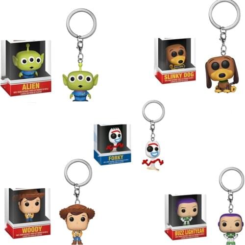 Toy Story 4 Slinky Dog Buzz Lightyear Alien Woody Forky Keychain PVC Action Figure Collection Model Toys For Children