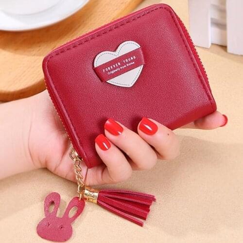 Purse Wallets Lady Zipper Coin Purses Pocket ID Cards Holder Money Bags Tassels Woman Wallet Poucht Girls Heart Purses Notecase