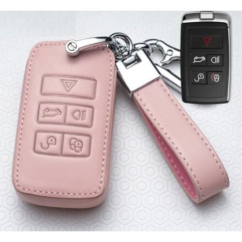Leather Key Case Shell Car Key Cover for Land Rover Range Rover Sport Evoque Velar Discovery 5/Jaguar E-Pace 2018 2019
