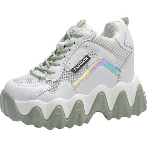 Rimocy Fashion Women Chunky Sneakers 2020 Spring Thick Sole Platform Casual Shoes Woman Height Increasing Vulcanized Shoes Femme