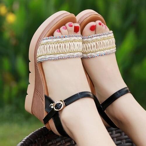 Sweet Summer Shoes Platform Sandals Women High Heels 2021 Wedges Sandals Woman White Sandal Plus Size 41 42 43