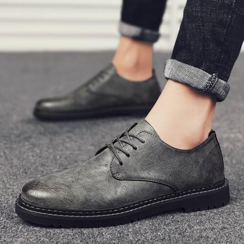 New 2021 High Quality Leather Shoes Men Flats Fashion Mens Casual Shoes Brand Man Soft Comfortable Lace up Black Formal Shoes