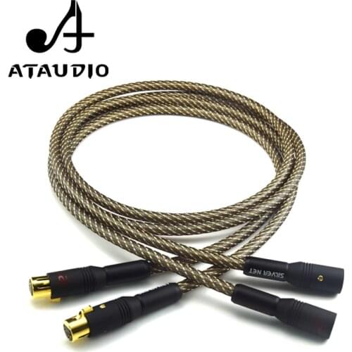 One Pair ATAUDIO Silver-plated Hifi 2 XLR Cable Hi-end XLR Male to XLR Female Cable With Gold-plated XLR Connector