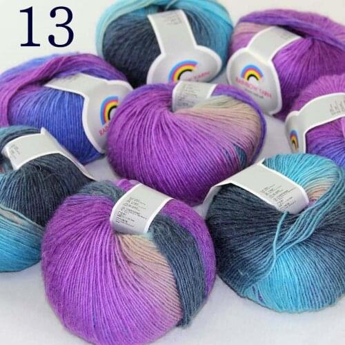 Sale Soft 8X50gr ballCashmere Wool Colorful Rainbow Wrap Shawl DIY Hand Knit Yarn Purple Turquoise Gray Beige 524-13-8