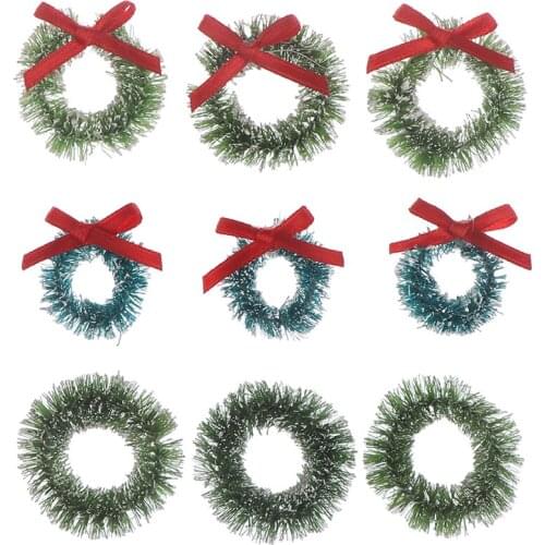 10 pcs Plastic Christmas Wreaths Miniature Fairy Garden Home Decoration Mini Craft Dollhouse Micro Decor DIY Gift