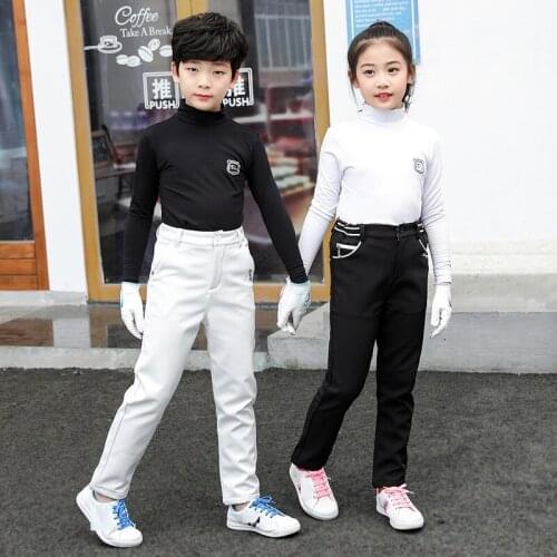 Boys Gilrs Keep Warm Golf Shirts Winter Long-Sleeved Children Plus Bottoming Shirt O-neck Underwear Sports Golf Clothes D0853