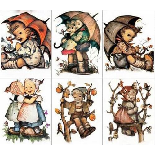 Diy Mosaic Diamond Painting umbrella happy children Cross Stitch Rhinestone Embroidery Full Diamond Painting 5d puzzle C381