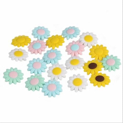 Bite Bites Food Grade Teether Sunflower Silicone Baby Teething Beads Tooth Care Candy Color Chew Jewelry Making Baby Teether